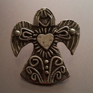 Charity heart guardian angel pin